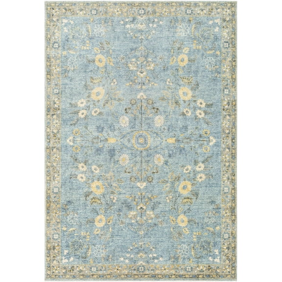 BoutiqueRugs Marino Traditional Area Rug - Denim, Cream, Gray - 7'6" x 9'5"
