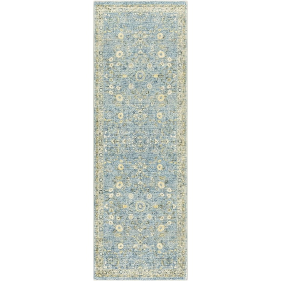BoutiqueRugs Marino Traditional Runner Rug - Denim, Light Blue, Cream - 2'7" x 7'7" Runner