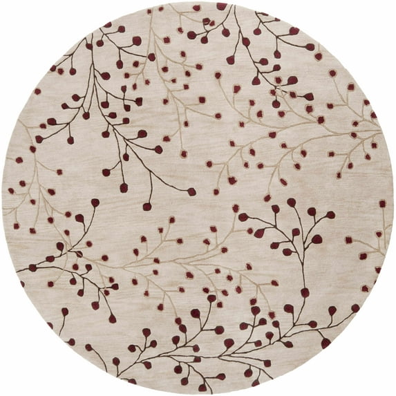 BoutiqueRugs Marvel Traditional, Transitional Area Rug - Tan, Dark Red, Dark Brown - 6' Round