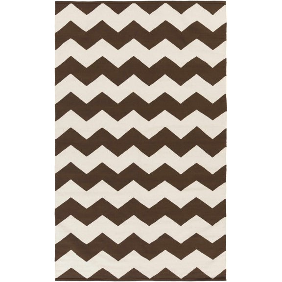 BoutiqueRugs Masonville Contemporary Area Rug - Dark Brown, Ivory - 5' x 8'