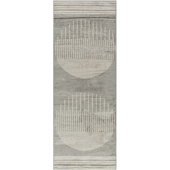 BoutiqueRugs Massachusetts Contemporary Runner Rug - Gray, Light Slate, Cream - 2'7" x 10' Runner