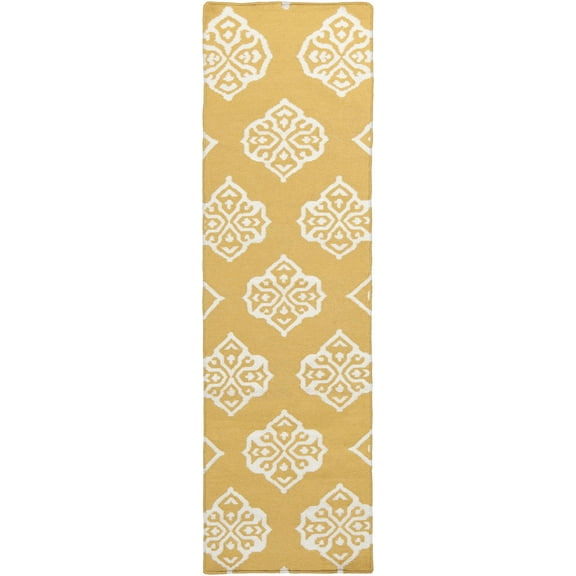 Boutique Rugs Mattoon Contemporary Runner Rug - Mustard, Off White - 2'6" x 8' Runner