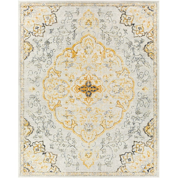 BoutiqueRugs Mehoopany Traditional Area Rug - Peach, Light Slate, Gray - 6'7" x 9'