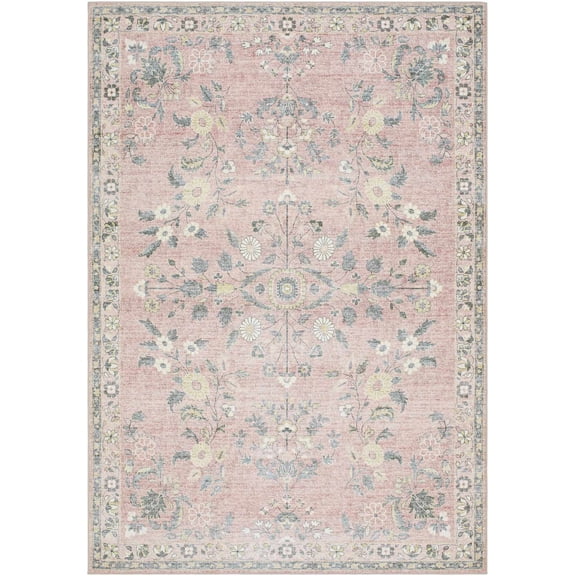 BoutiqueRugs Meyly Traditional Area Rug - Machine Washable - Blush, Sage, Ivory - 2' x 2'11"
