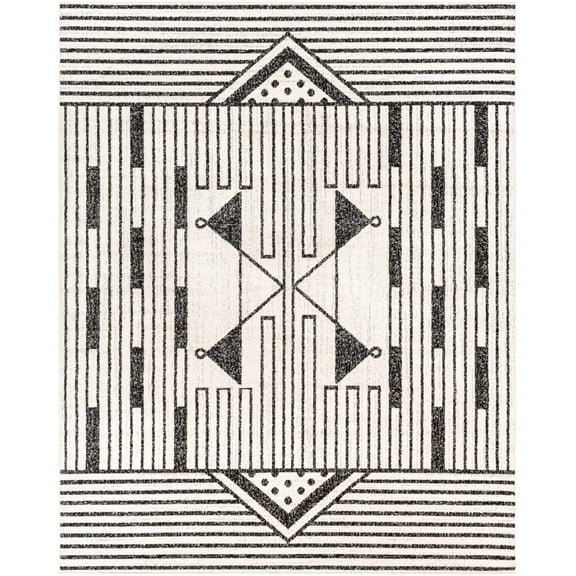 BoutiqueRugs Middlemount Contemporary Area Rug - Black, Charcoal, Off White - 5' x 7'