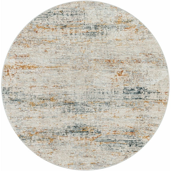 Boutique Rugs Midhurst Contemporary Area Rug - Teal, Medium Gray, Rust - 5'3" Round