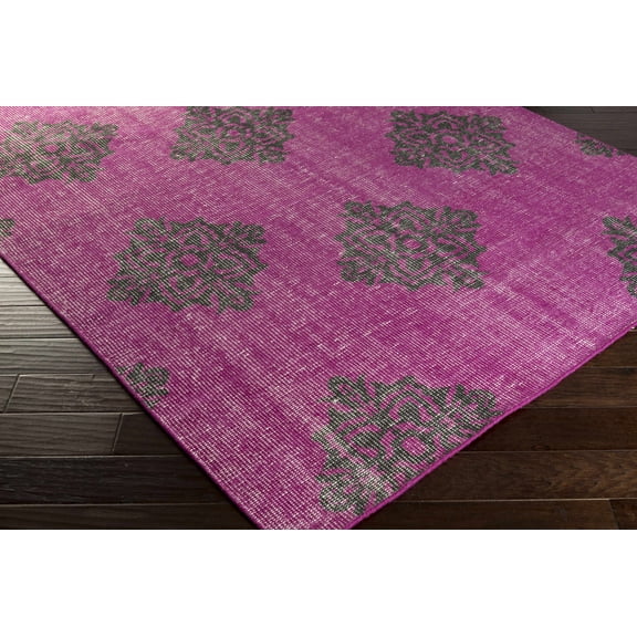 BoutiqueRugs Mina Traditional, Transitional Area Rug - Fuchsia, Black - 5'6" x 8'6"