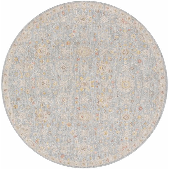 BoutiqueRugs Mira Traditional Area Rug - Taupe, Medium Gray, Dark Brown - 5'3" Round