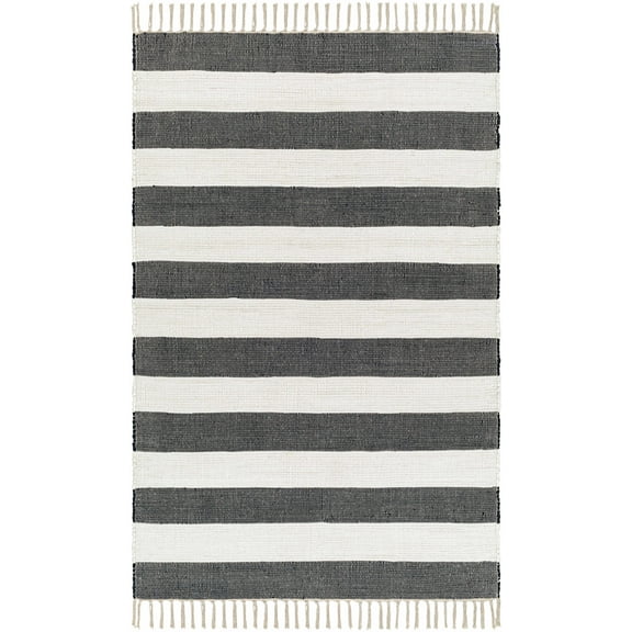 BoutiqueRugs Moby Farmhouse Area Rug - Rose Cream, Dark Purple, Dark Gray - 5' x 7'6"