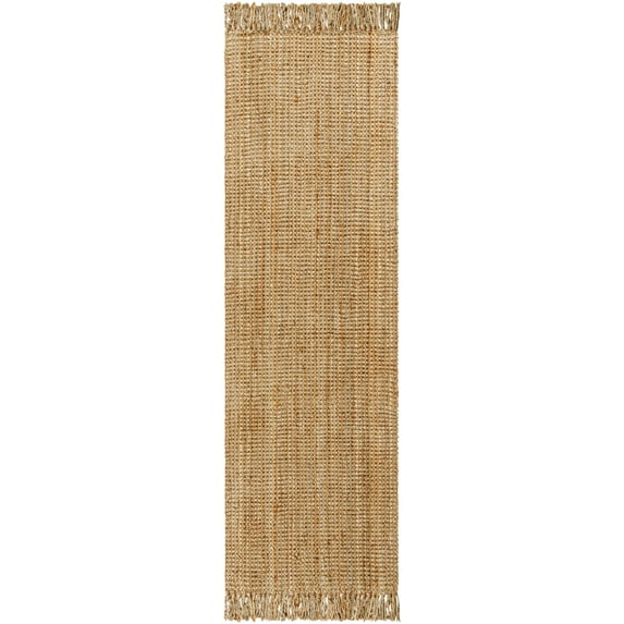 Boutique Rugs Moncton Bohemian Natural Jute Runner Rug - Farmhouse Hand Woven Tassel Carpet for Hallway, Kitchen, Kids Room - Seagrass Carpet -Beige, Brown, Tan - Light Brown - 2'6" x 20' Runner
