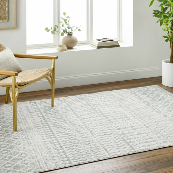 Boutique Rugs Morey Farmhouse Moroccan Geometric Runner Rug - Boho Aztec Tribal Carpet for Hallway, Kitchen - Light Gray, Cream - 2'7" x 7'7" Runner