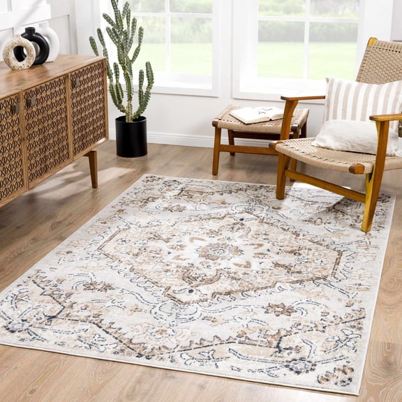 BoutiqueRugs Mudgee Traditional Runner Rug - Tan, Charcoal, Peach - 2'7" x 10' Runner