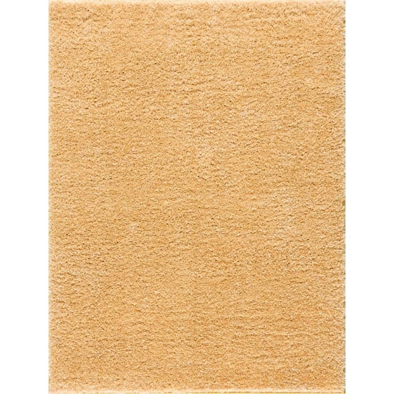 BoutiqueRugs Mustard Collection Faina Modern Minimalist Solid Color Shag Area Rug - Plush Pile Super Soft Carpet for Living Room, Bedroom - Machine Washable - Mustard, Dark Yellow, Gold - 4' x 5'7"