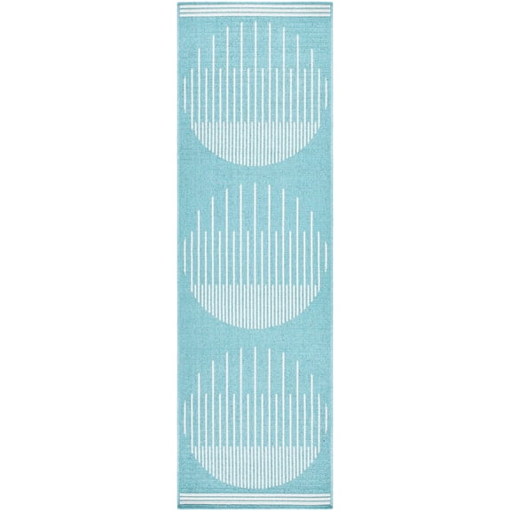 BoutiqueRugs Nabil Contemporary Runner Rug - Outdoor Safe - Medium Gray, Slate Blue, Beige - 2'5" x 11'10" Runner