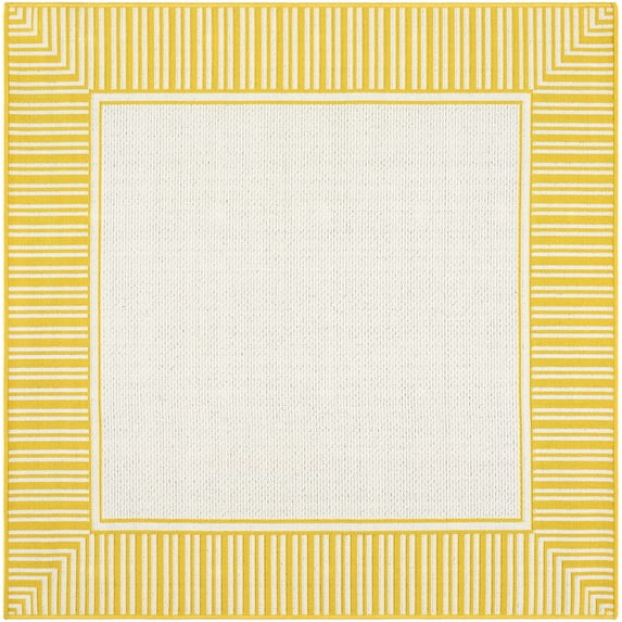 BoutiqueRugs Nadir Traditional, Transitional Area Rug - Outdoor Safe - Yellow, Cream - 7'3" Square