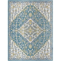 BoutiqueRugs Nahla Coastal Area Rug - Outdoor Safe - Teal, Off White, Navy - 5'2" x 7'