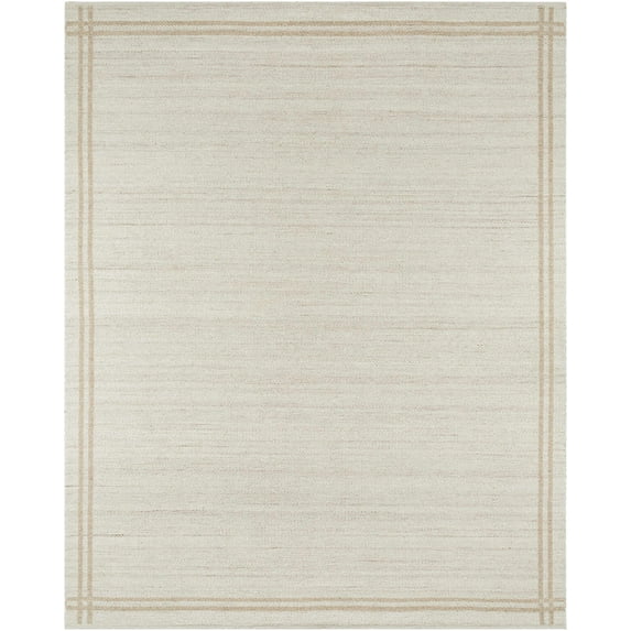BoutiqueRugs Nimue Boho Hand Woven Wool Natural Fiber Area Rug - Farmhouse Bordered Solid Color Carpet for Living Room, Bedroom - Beige, Brown - 6' x 9' (6x9)