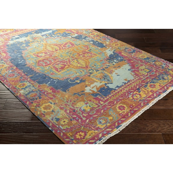 BoutiqueRugs Ninepoints Traditional Area Rug - Dark Red, Navy, Olive - 6' x 9'