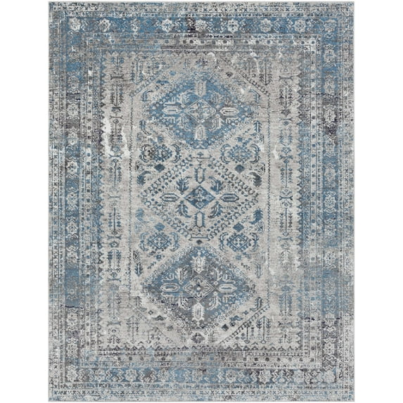 BoutiqueRugs Nisula Traditional Area Rug - Light Gray, Charcoal, Blue - 2' x 2'11"