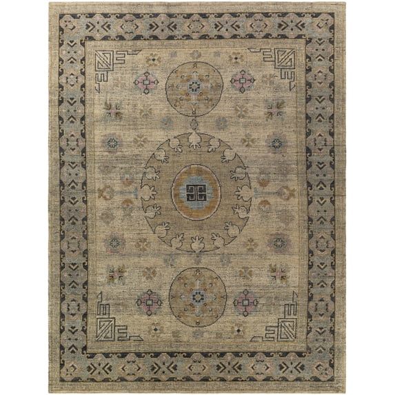 BoutiqueRugs Niton Traditional Area Rug - Beige, Black, Light Blue - 2' x 3'