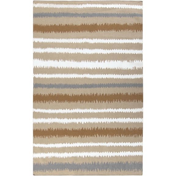 BoutiqueRugs Nortonville Solid & Striped Area Rug - Dark Red, Taupe, Cream - 2' x 3'