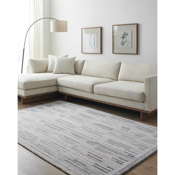 BoutiqueRugs Nzila Contemporary Area Rug - Light Gray, Charcoal, Medium Brown - 2' x 3'