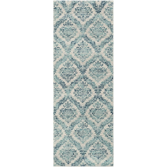 BoutiqueRugs Oaklyn Traditional, Transitional Runner Rug - Navy, Ivory, Medium Gray - 2'7" x 7'3" Runner
