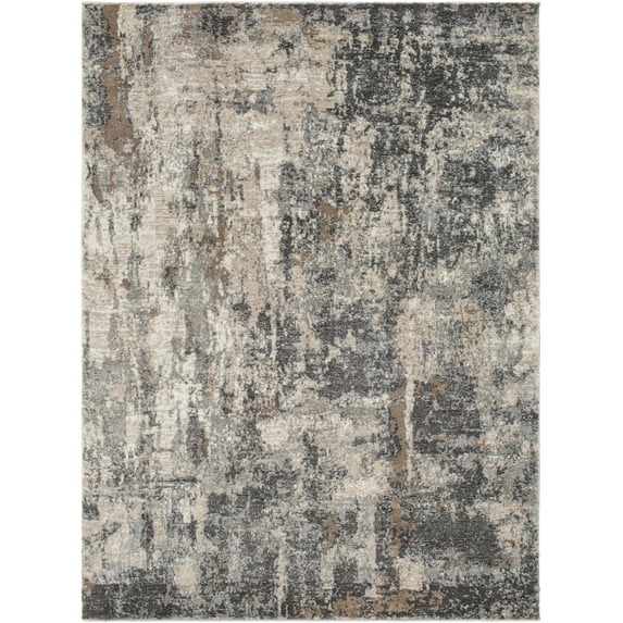 BoutiqueRugs Opunake Contemporary Area Rug - Charcoal, Dark Red, Tan - 6'7" x 9'