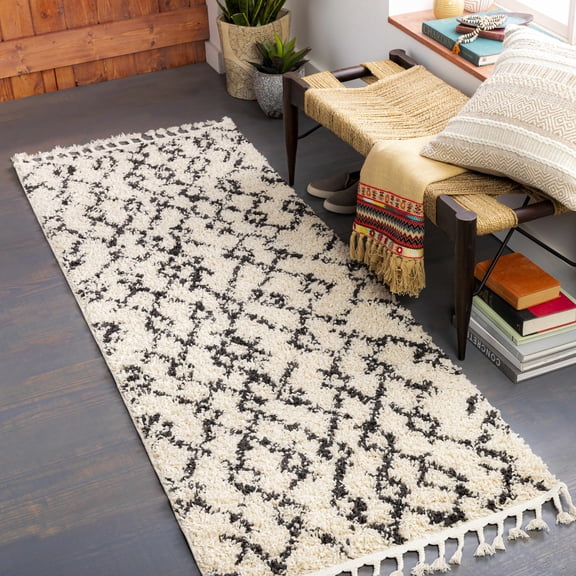 BoutiqueRugs Pahala Bohemian/Global Runner Rug - Charcoal, Beige - 2'7" x 7'3" Runner