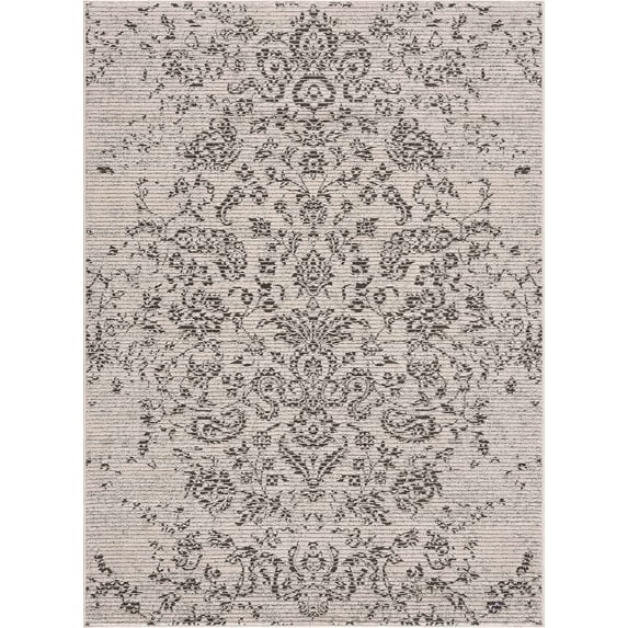 BoutiqueRugs Paicines Traditional Area Rug - Medium Gray, Peach, Charcoal - 5'3" x 7'3"