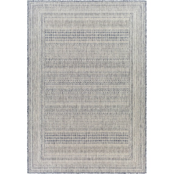 BoutiqueRugs Panaytayon Bohemian, Transitional Area Rug - Outdoor Safe - Navy, Cream - 5'3" x 7'
