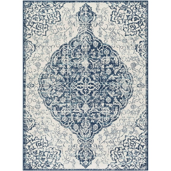 BoutiqueRugs Pannal Traditional Area Rug - Navy, Peach, Light Slate - 7'10" x 10'