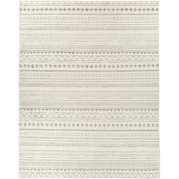 BoutiqueRugs Parmelia Bohemian, Transitional Area Rug - Medium Gray, Charcoal, Off White - 6'7" x 9'