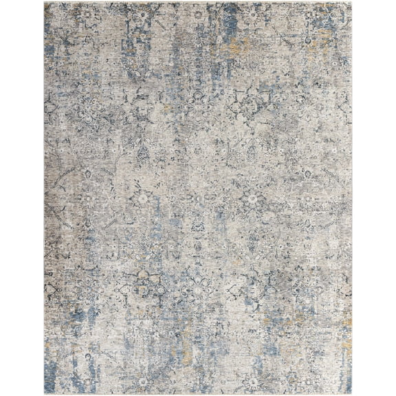 BoutiqueRugs Pence Contemporary Area Rug - Light Gray, Charcoal, Peach - 9' x 12'2"