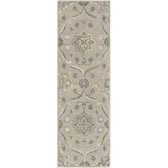 Boutique Rugs Peterstown Traditional Runner Rug - Taupe, Peach, Charcoal - 2'6" x 8' Runner