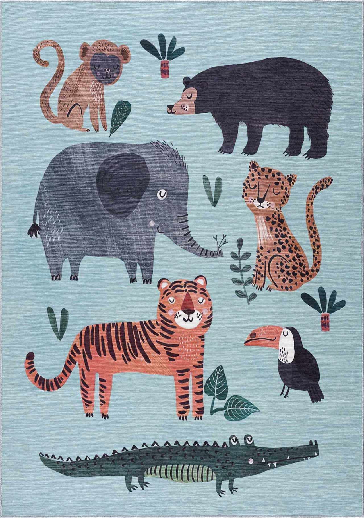 Animal Rug Classroom Boutique Rugs Petey Colorful Animal Print Kids Rug for Kids, Toddler ...