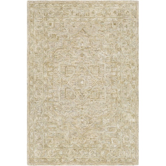 BoutiqueRugs Pharr Traditional Area Rug - Medium Gray, Light Sage, Peach - 5' x 7'6"