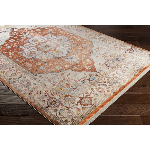 Boutique Rugs Phila Traditional Area Rug - Burnt Orange, Pale Pink, Gray - 8'10" x 12'10"