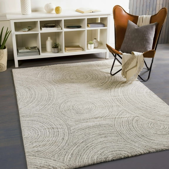 BoutiqueRugs Pirton Contemporary Area Rug - Cream, LightBeige, LightGray - 18" x 18" Sample