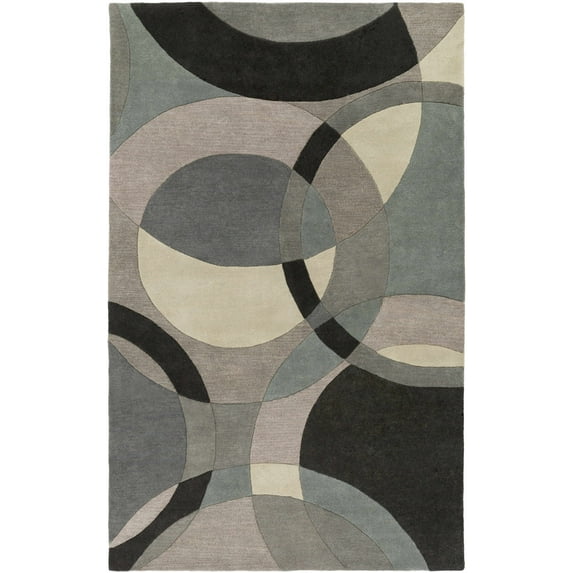 BoutiqueRugs Pitman Contemporary Area Rug - Taupe, Teal, Charcoal - 6' x 9'
