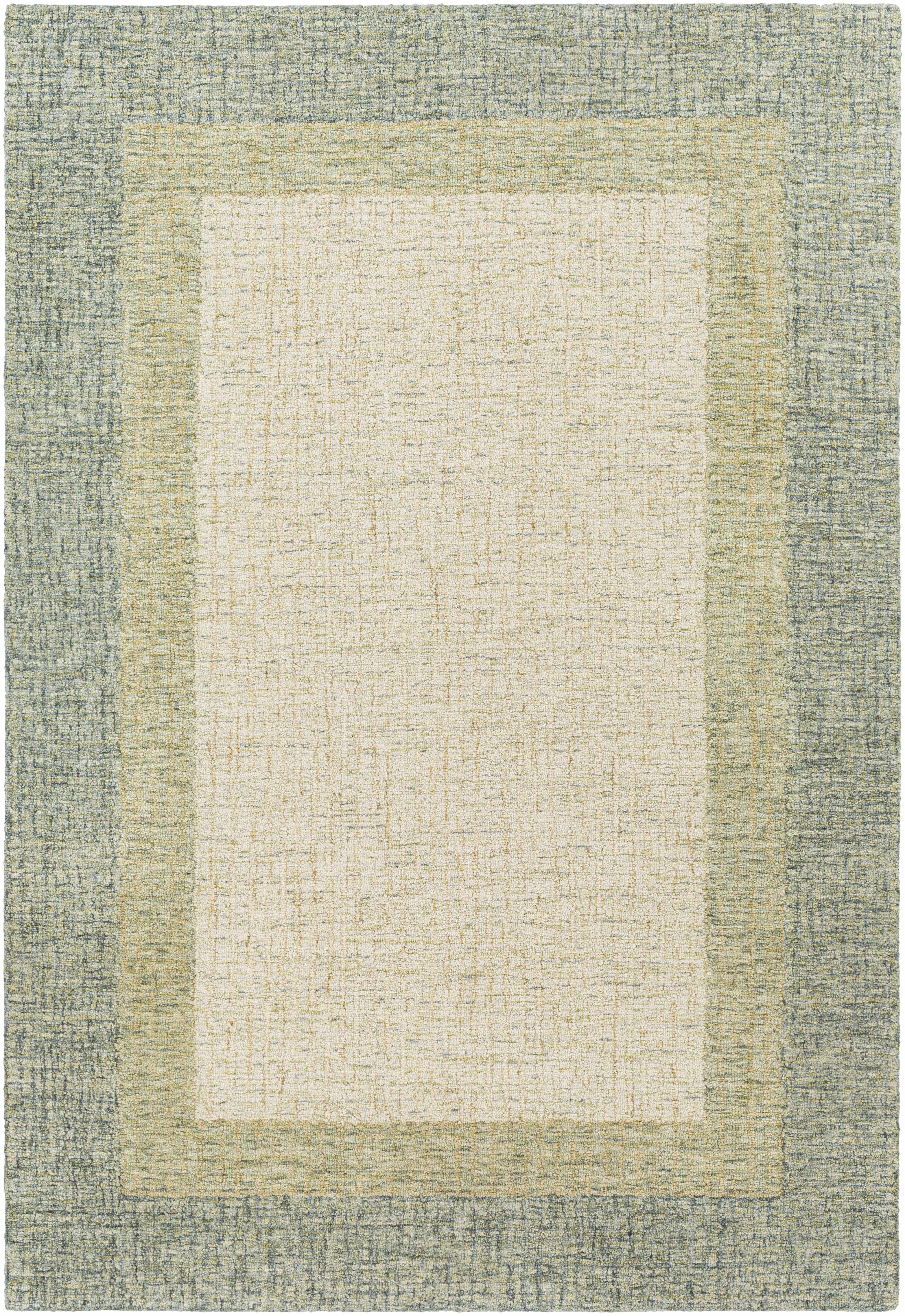 Bordered Wool Rug BoutiqueRugs Pualas Bordered Olive Wool Area Rug - Cream, Medium Gray ...
