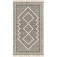 thumbnail image 1 of BoutiqueRugs Rach Boho Hand Woven Wool Natural Fiber Area Rug - Farmhouse High Low Textured Trellis Patterned Carpet for Living Room, Bedroom - Beige, Black - 5' x 7'6" (5x7), 1 of 7