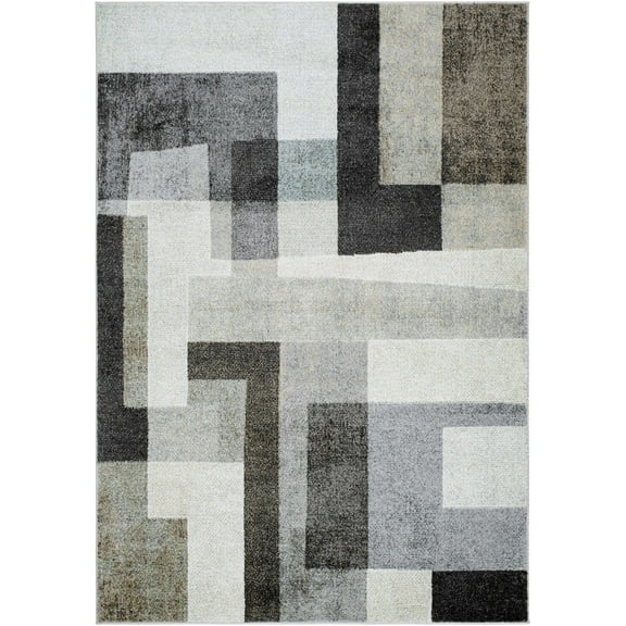 BoutiqueRugs Raisa Contemporary Area Rug - Cream, Light Gray, Black - 7'10" x 10'