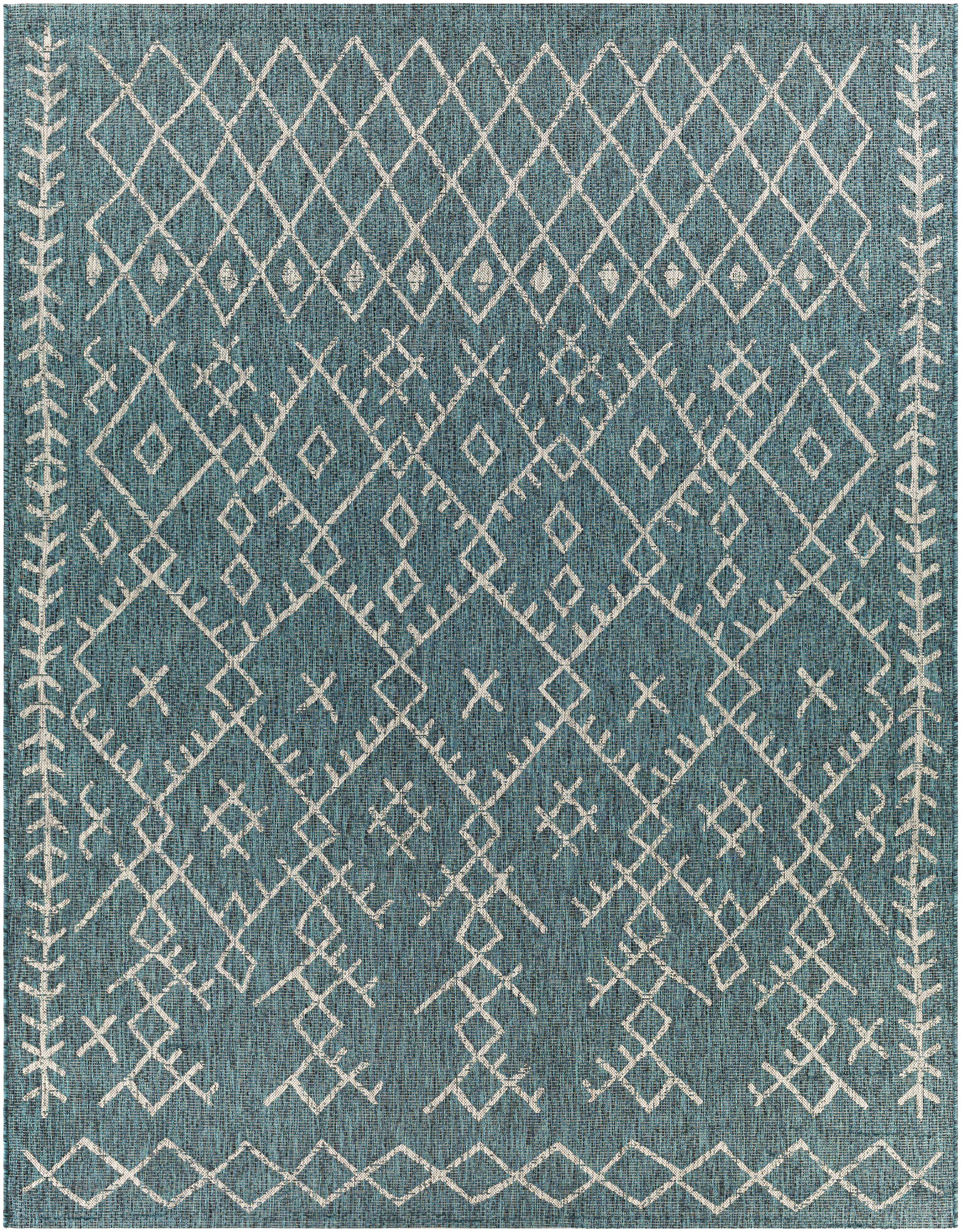 BoutiqueRugs Rapelje Bohemian, Transitional Area Rug - Outdoor Safe - Aqua, Black, Taupe - 2' x 2'11"