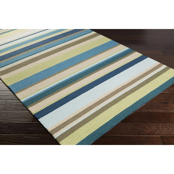 BoutiqueRugs Raunds Outdoor Area Rug - Outdoor Safe - Lime Green, Teal, Charcoal - 8' Round