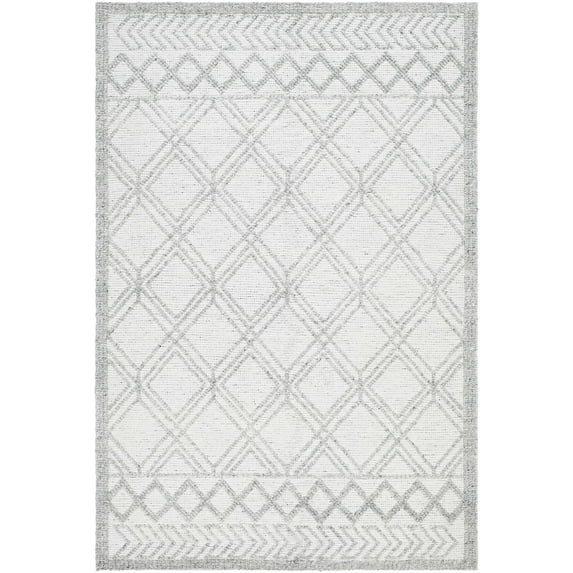 BoutiqueRugs Rena Bohemian, Transitional Area Rug - White, Light Slate, Black - 2' x 3'
