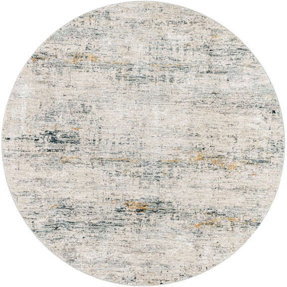 BoutiqueRugs Rendlesham Contemporary Area Rug - Teal, Medium Gray, Mustard - 6'7" Round