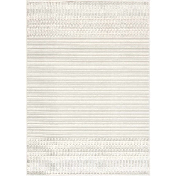 BoutiqueRugs Rhun High Low Washable Area Rug - Machine Washable - White, Off White - 7'10" x 10'1"