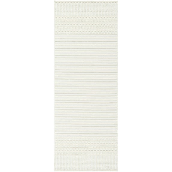Boutique Rugs Rhun High Low Washable Runner Rug - Machine Washable - White, Off White - 2'7" x 7'2" Runner