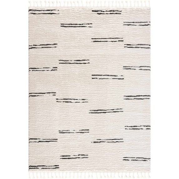 BoutiqueRugs Riad Farmhouse Area Rug - Bone, Black - 5'3" x 7'